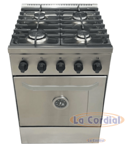 Cocina Industrial Morelli Saho kuma 55cm multigas 4 hornallas puerta acero inoxidable